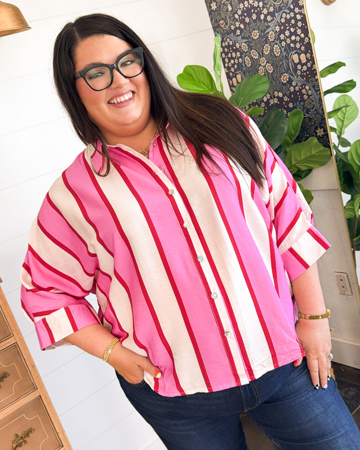 Neon Lights Striped Hi-Lo Shirt