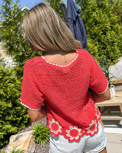 Sweet Intentions Crocheted Button Up Top