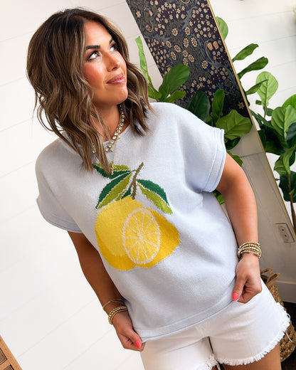Citrus Grove Lemon Knit Sweater
