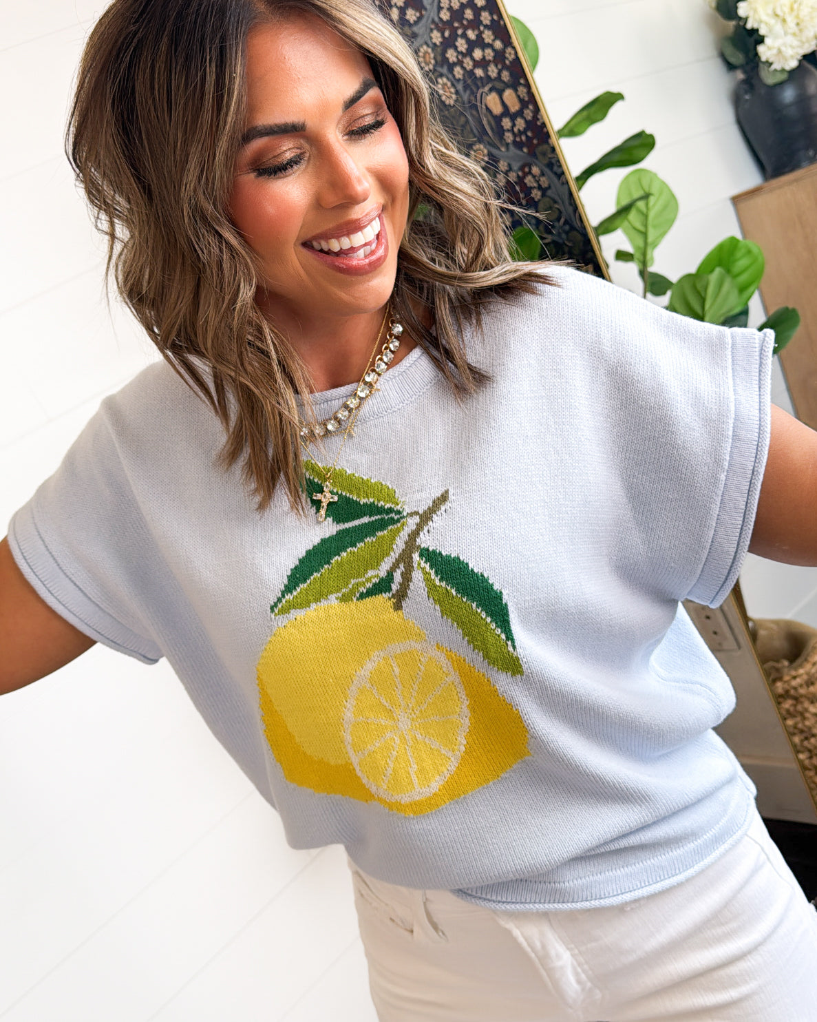 Citrus Grove Lemon Knit Sweater