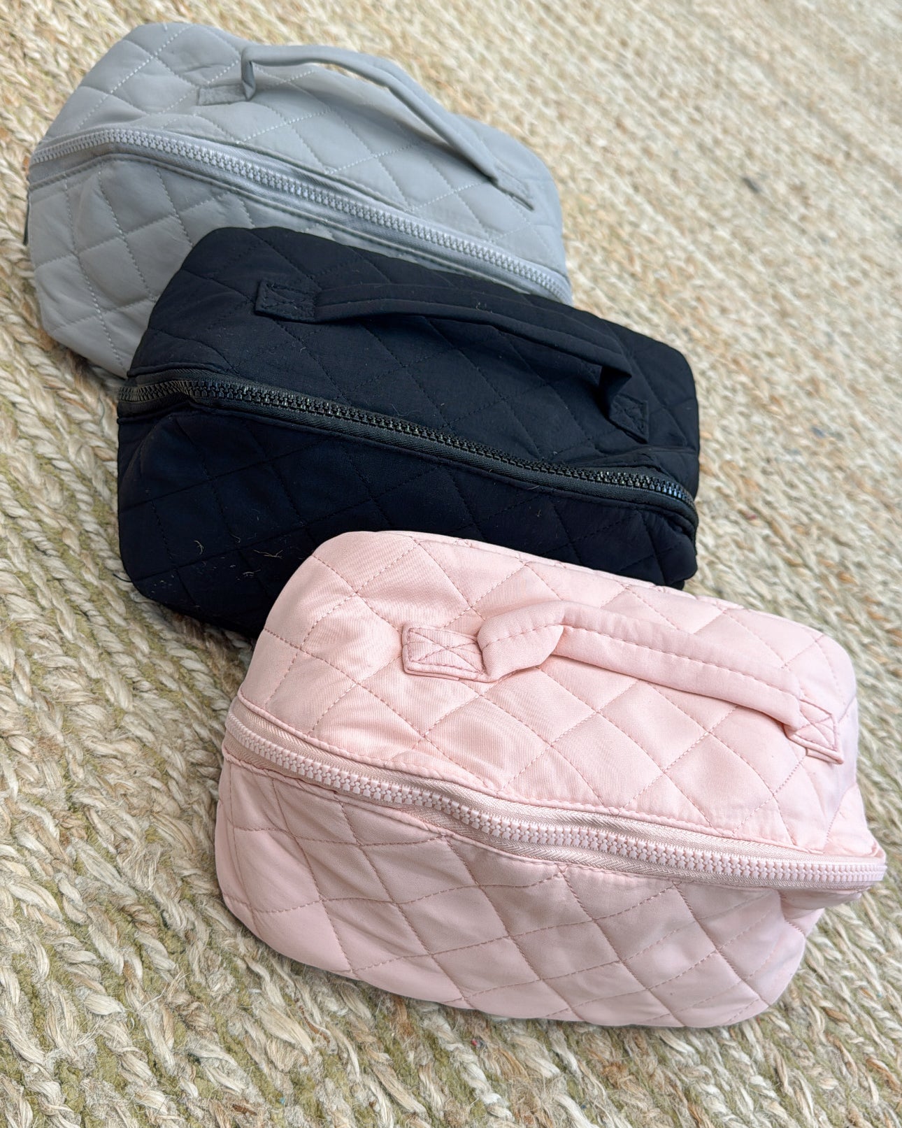 On The Go Quilted Travel Makeup Bag Set