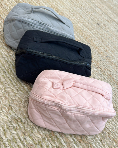 On The Go Quilted Travel Makeup Bag Set
