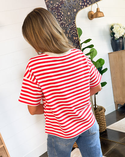 By The Lake Striped Top Stitch Top