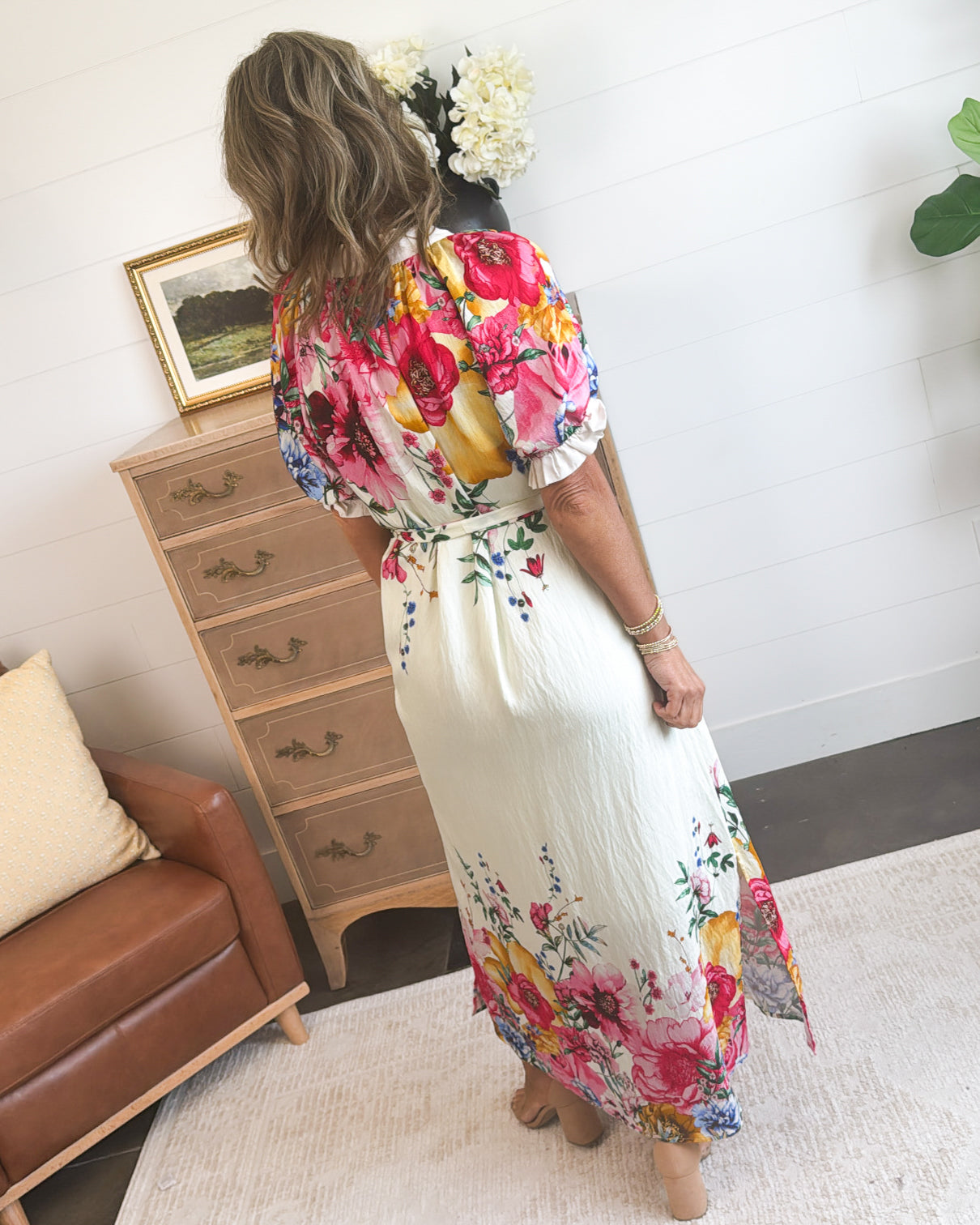 Garden Getaway Floral Tie Waist Midi Dress