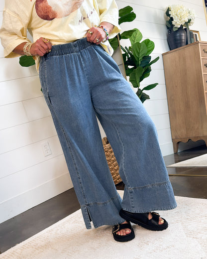 Caroline High Waist Crop Wide Leg Denim Pants