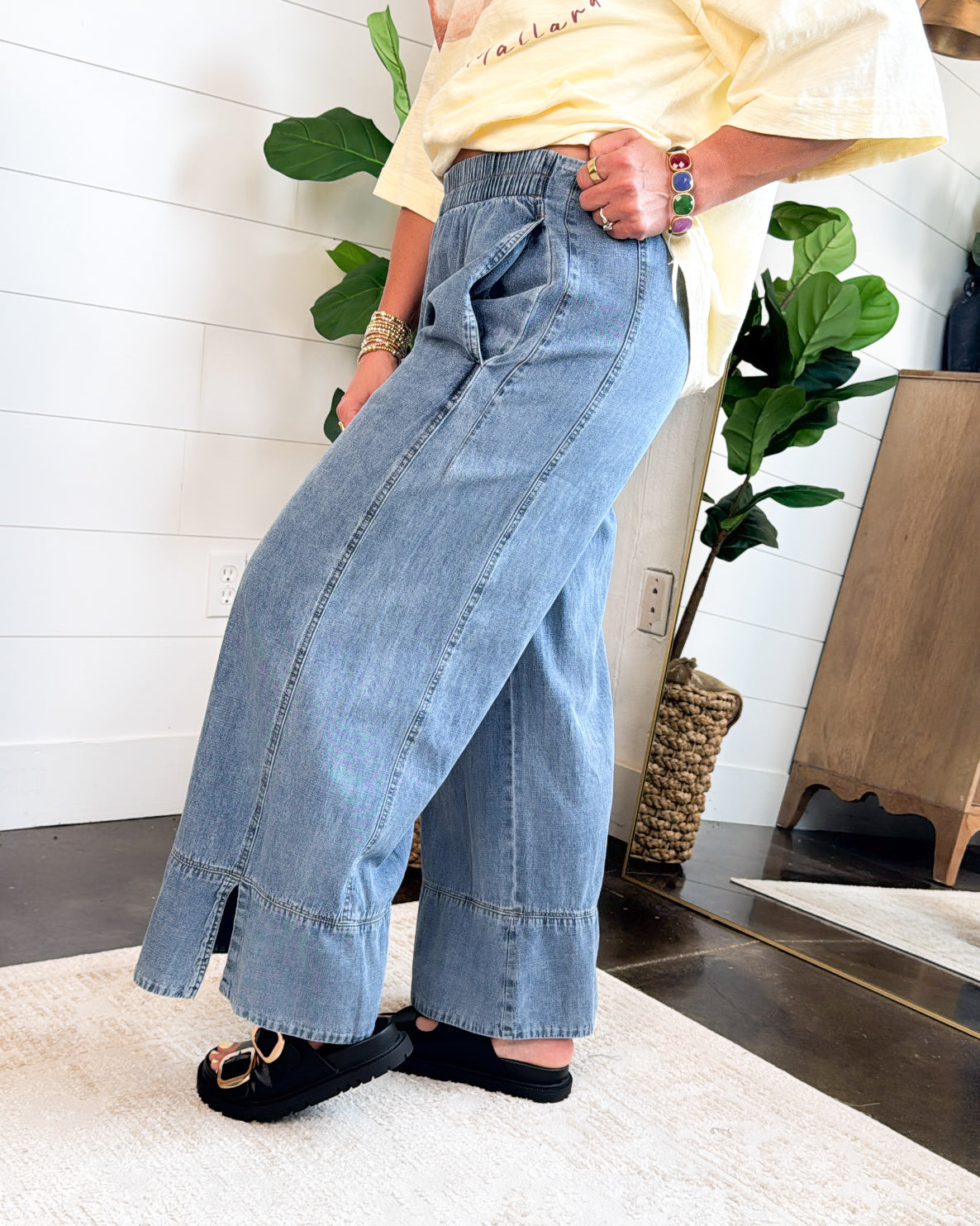 Caroline High Waist Crop Wide Leg Denim Pants