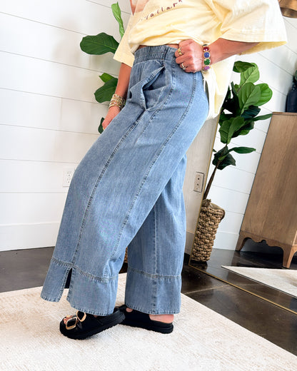 Caroline High Waist Crop Wide Leg Denim Pants