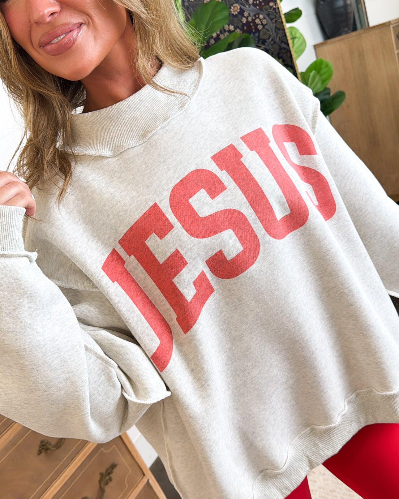 Jesus + God Is Good Reversible Graphic Sweatshirt