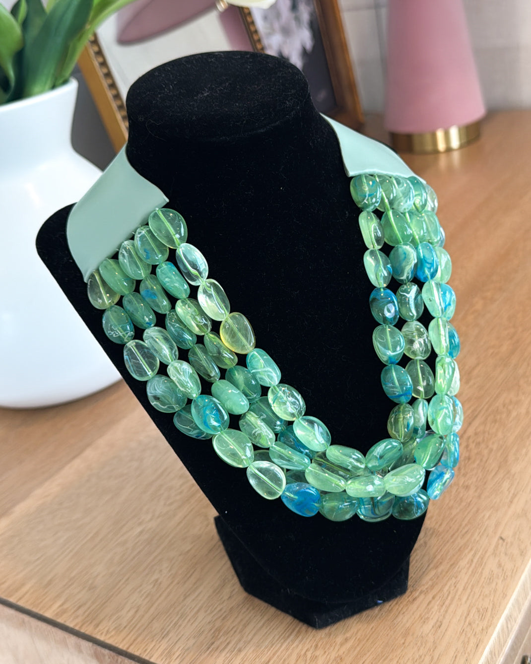 Ocean Mist Marbled Stone Magnetic Necklace