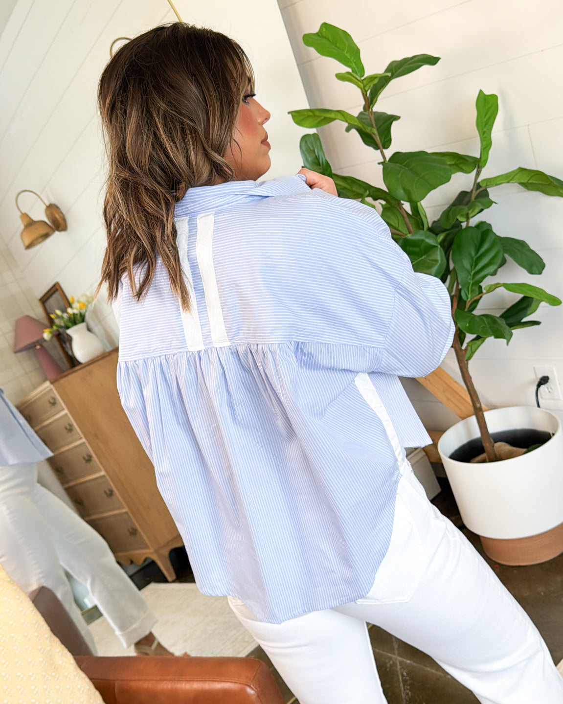 Salt Air Striped Contrast Back Shirt