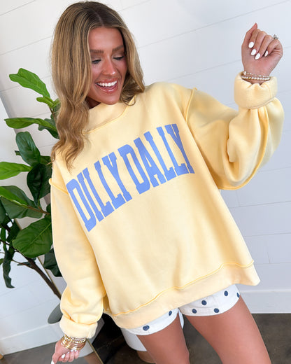 Dilly Dally Inside Out Mock Neck Graphic Sweatshirt