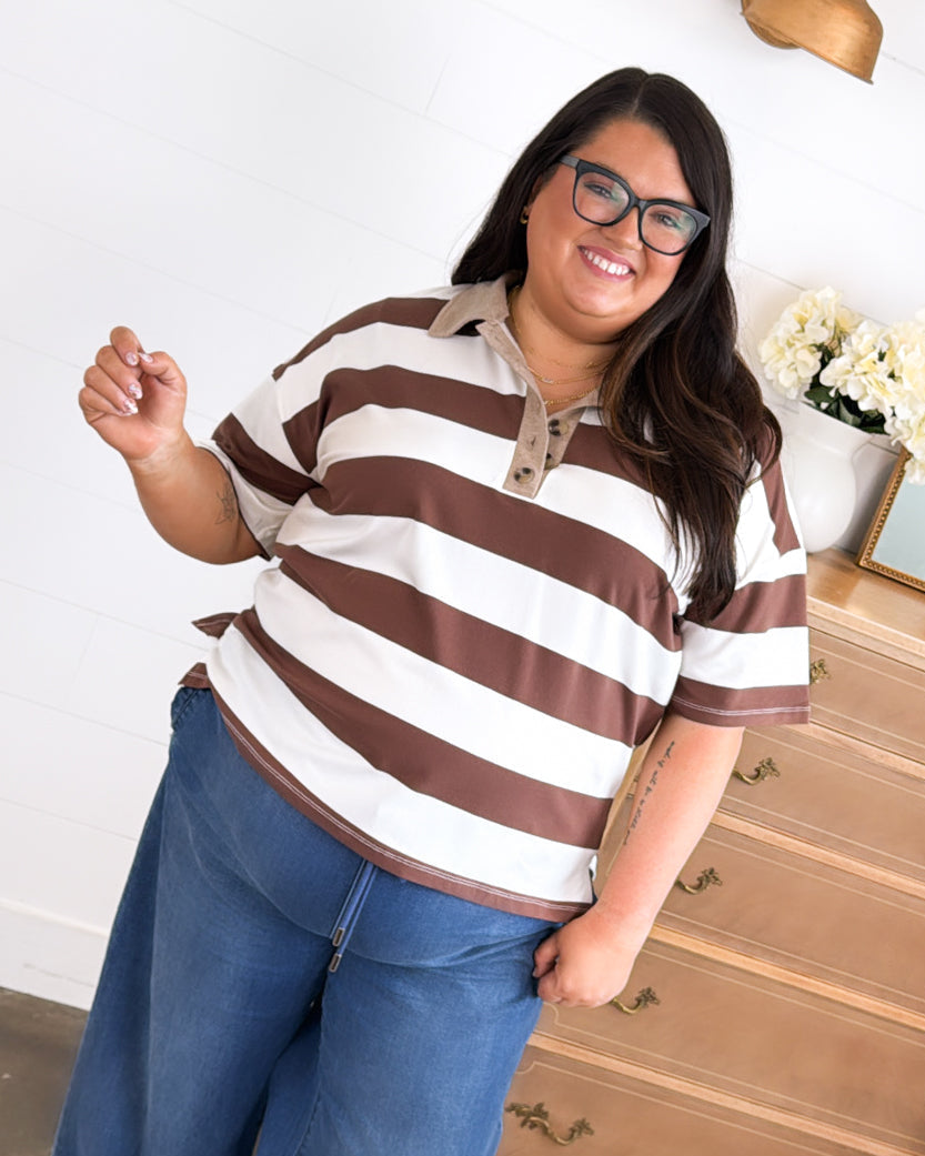 Hit The Course Striped Polo Top