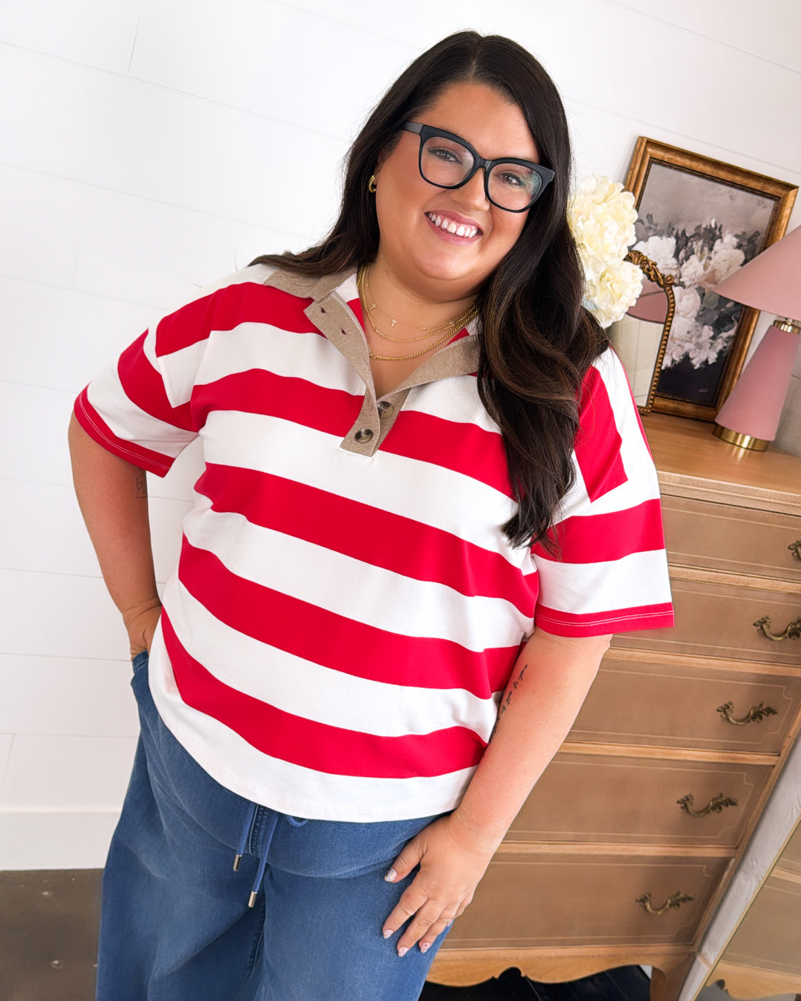 Hit The Course Striped Polo Top