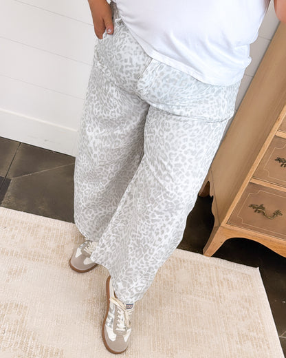 Wild About It Leopard High Rise Barrel Jeans