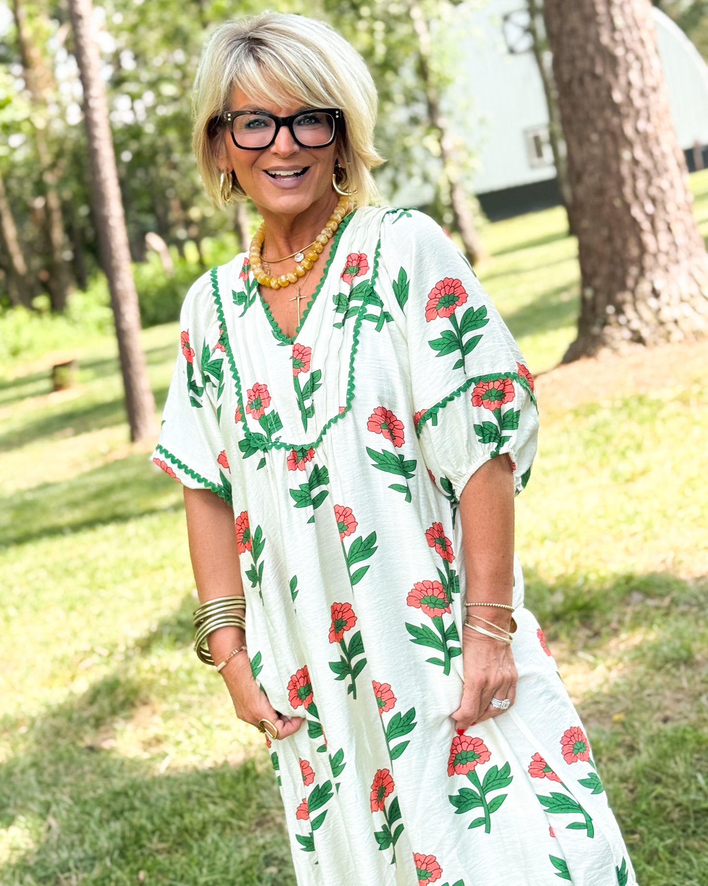Garden Serenade Floral Tiered Midi Dress