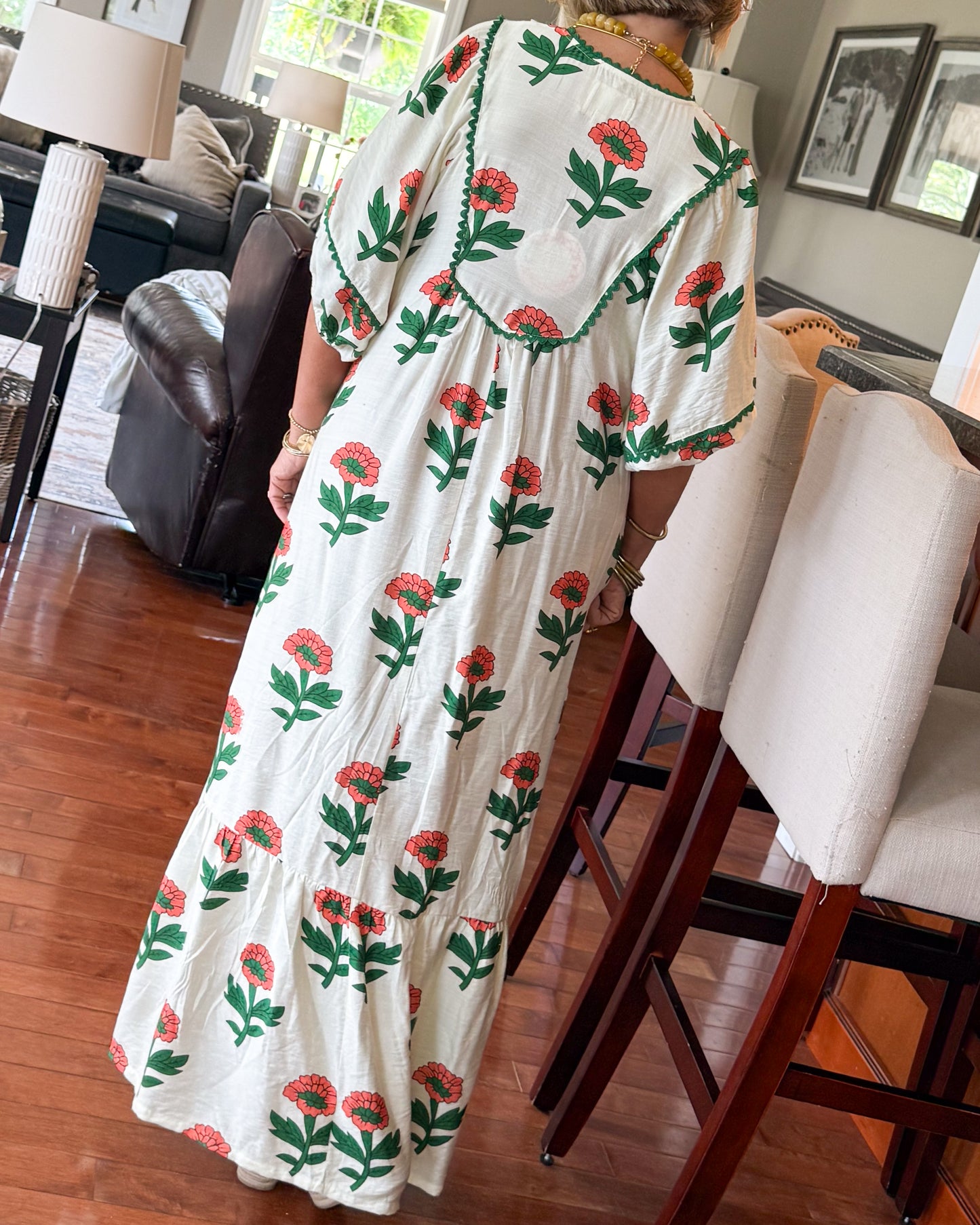 Garden Serenade Floral Tiered Midi Dress