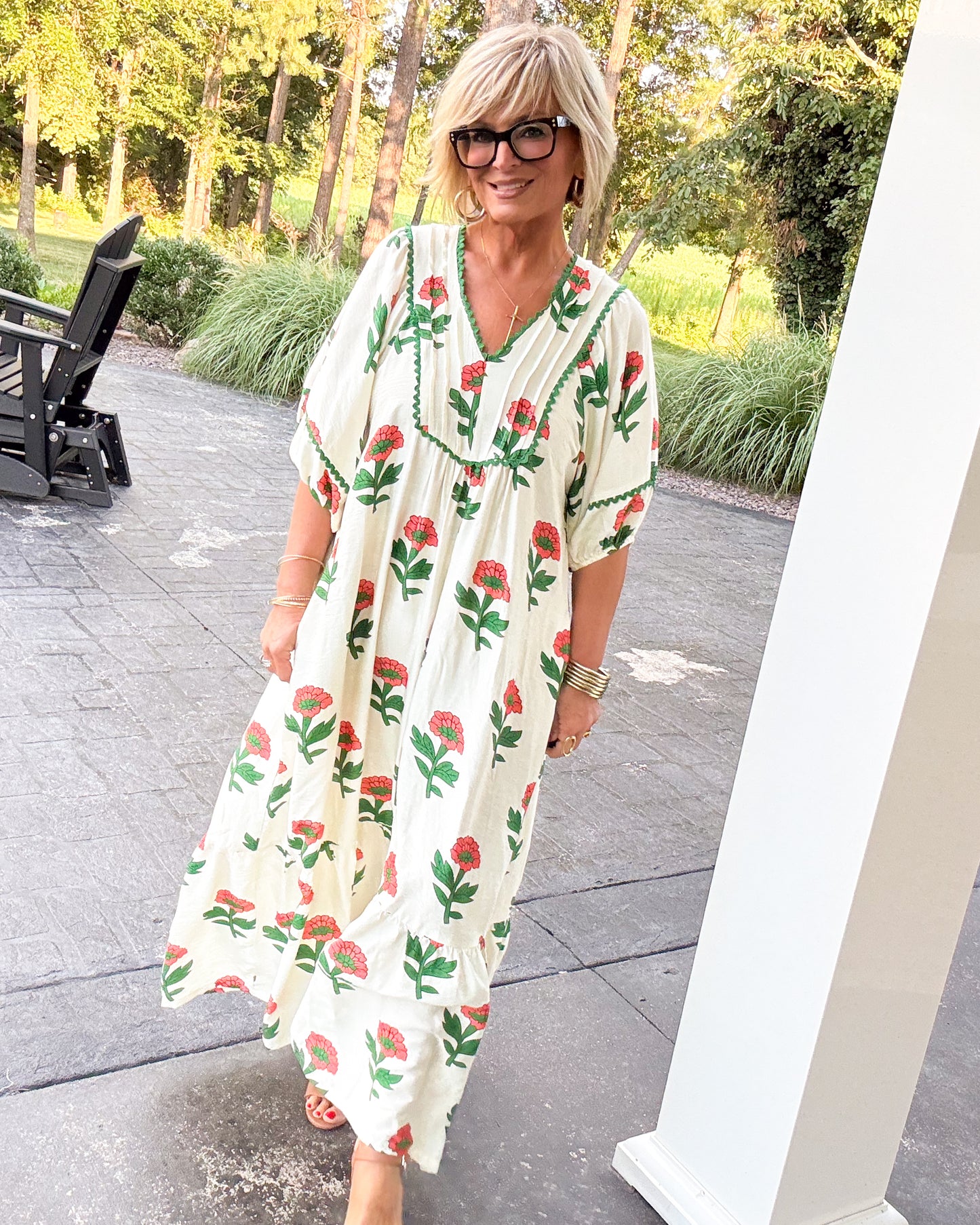 Garden Serenade Floral Tiered Midi Dress