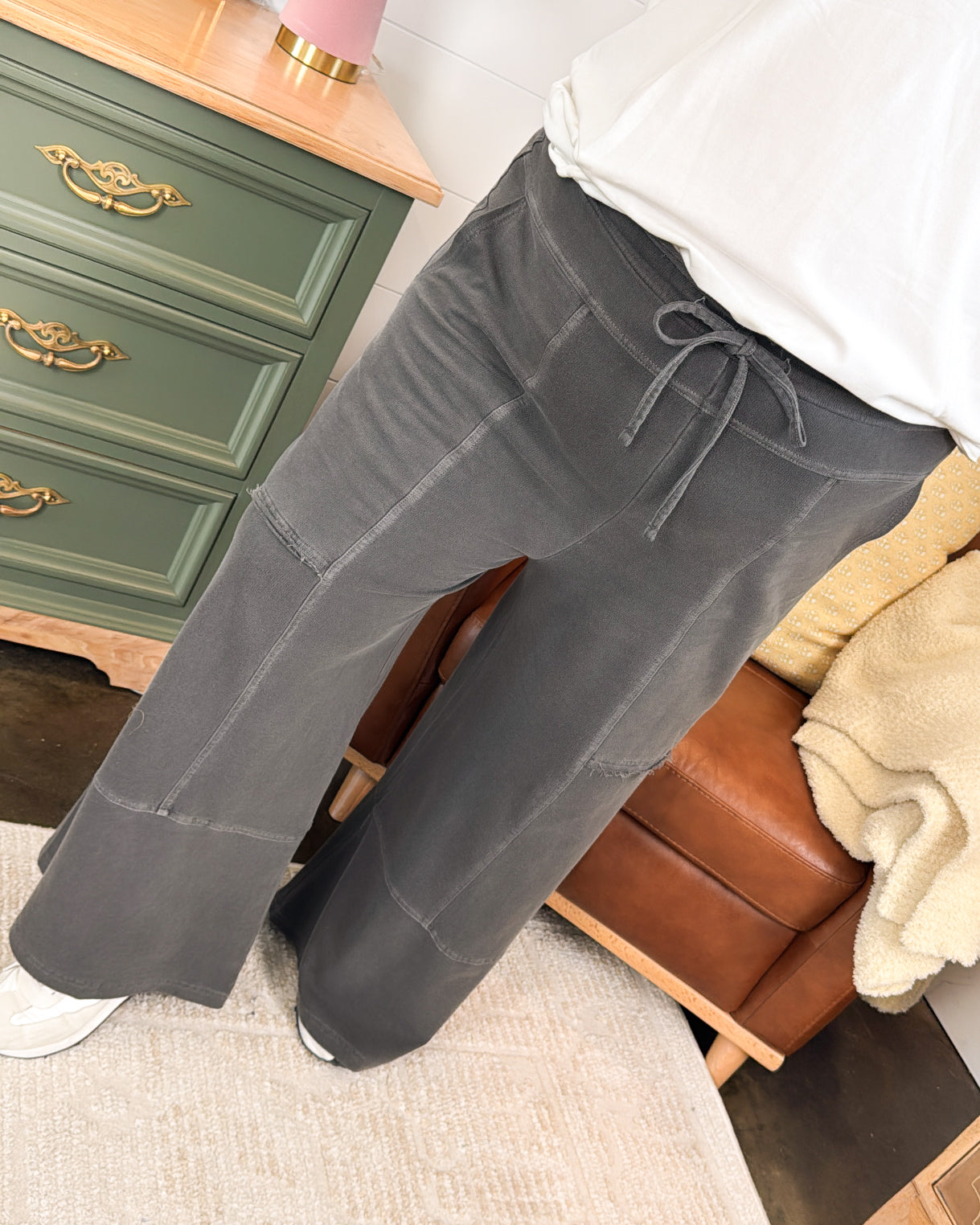 Faded Summer Washed French Terry Wide Leg Pants