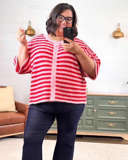 Nantucket Striped Button Up Sweater Cardigan