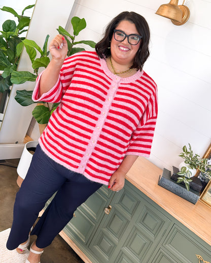 Nantucket Striped Button Up Sweater Cardigan