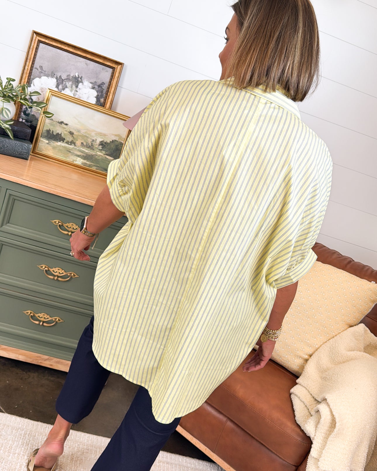 The Good Life Striped Cuffed Dolman Sleeve Shirt