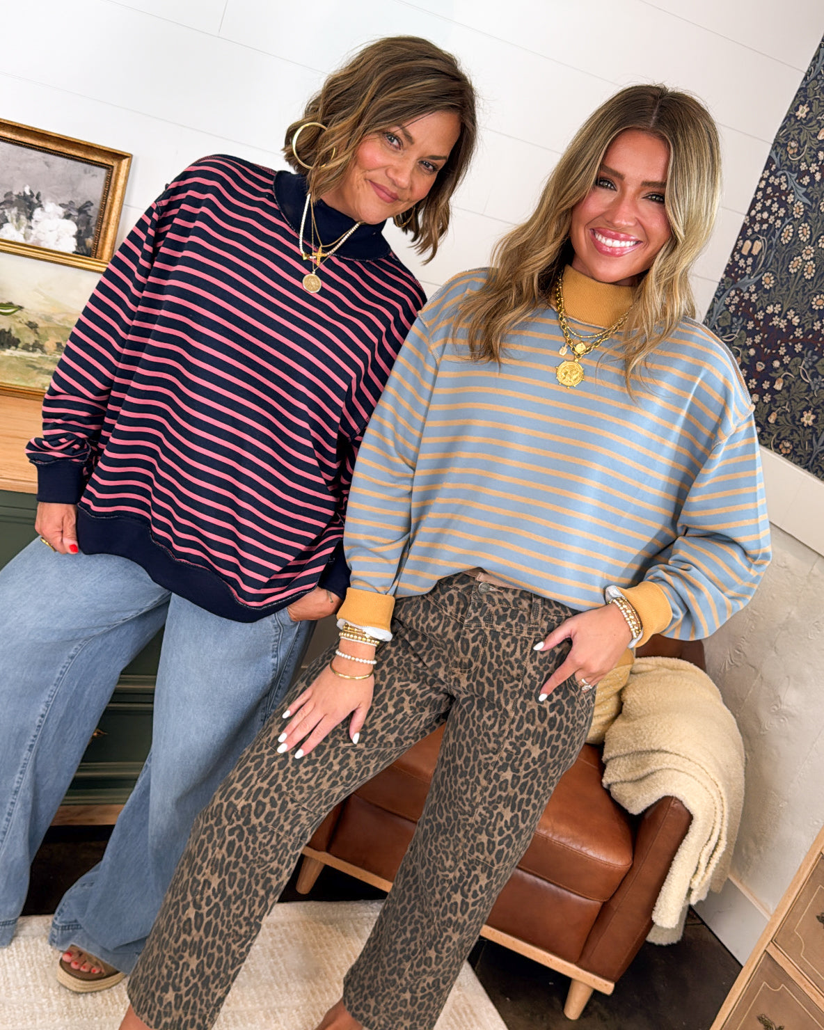 Road Trip Striped Mock Neck Pullover