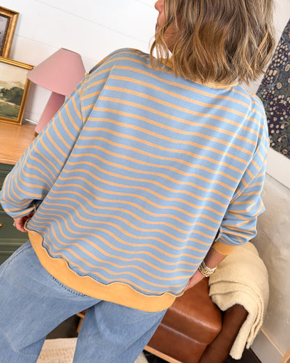 Road Trip Striped Mock Neck Pullover