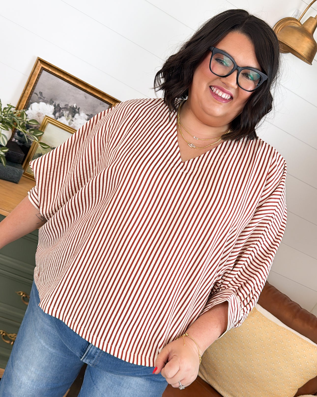 Sedona Sunrise Striped Batwing Sleeve Blouse