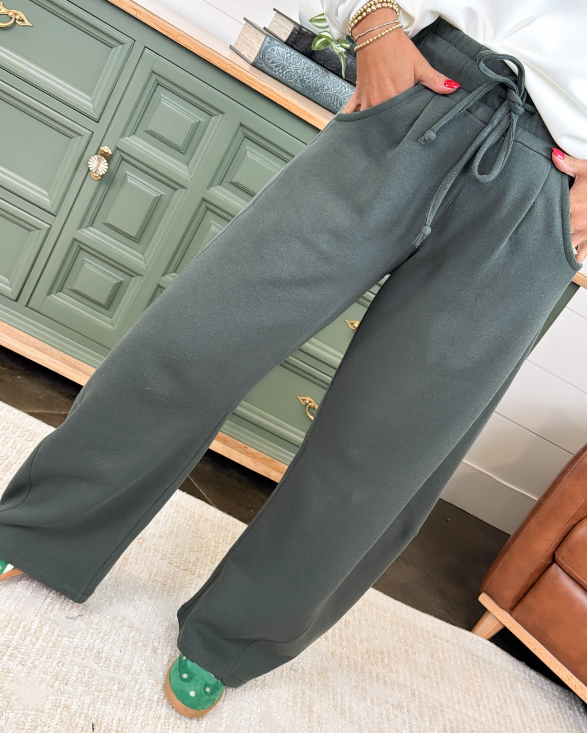 Catch My Drift Mid Rise French Terry Barrel Pants