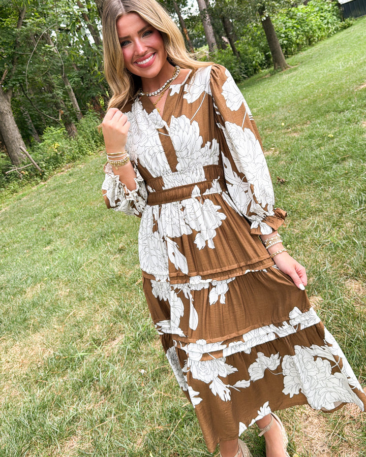 Meadowsweet Floral Tiered Midi Dress