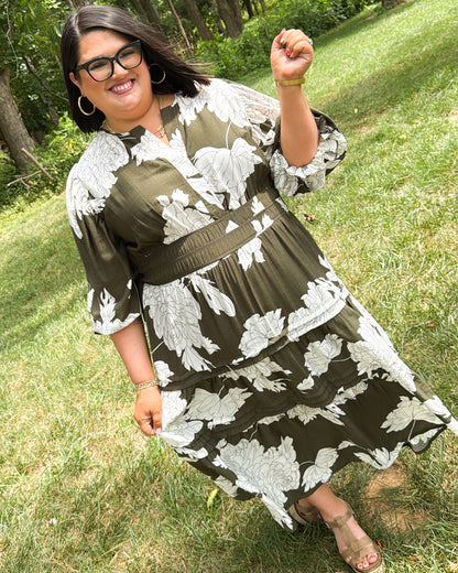 Meadowsweet Floral Tiered Midi Dress