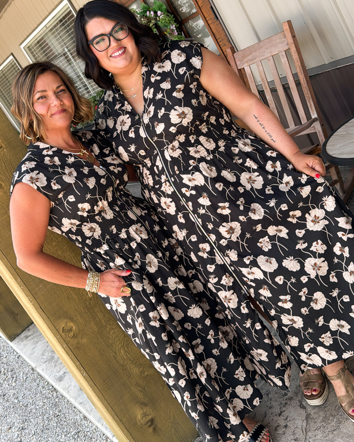 Poppy Fields Floral Half Zip Midi Dress