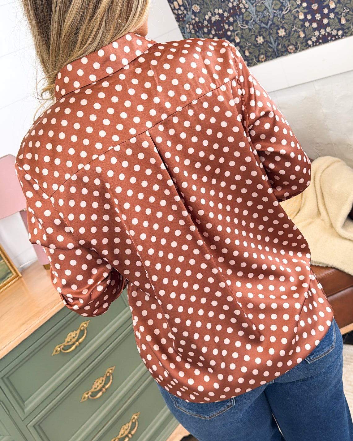 Hemingway Satin Polka Dot Blouse