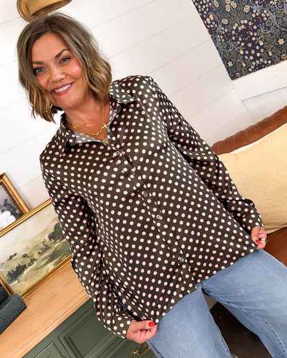 Hemingway Satin Polka Dot Blouse
