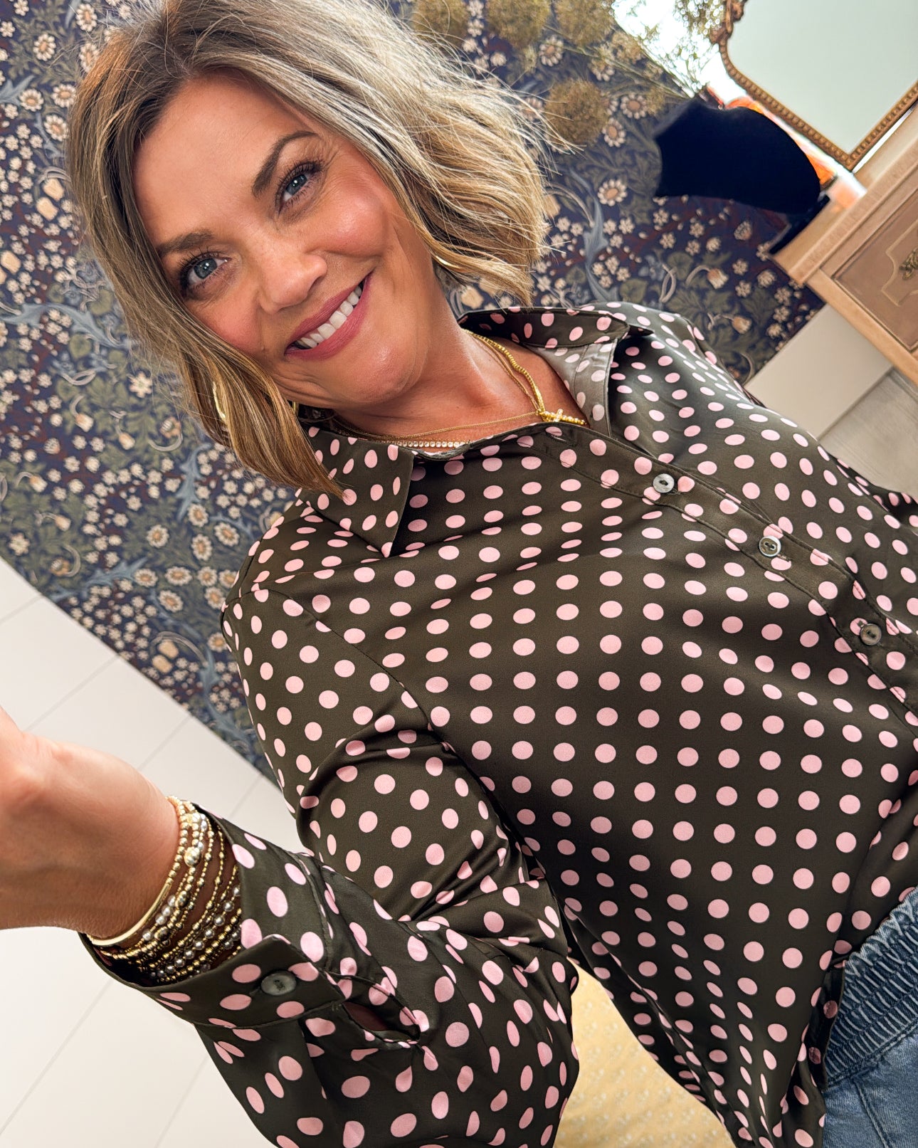 Hemingway Satin Polka Dot Blouse