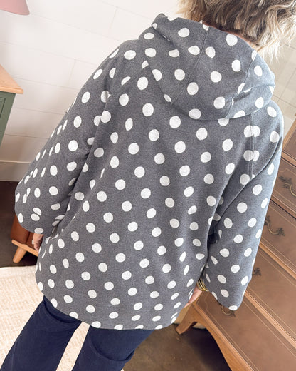 Brinley Polka Dot Hooded Raglan Pullover