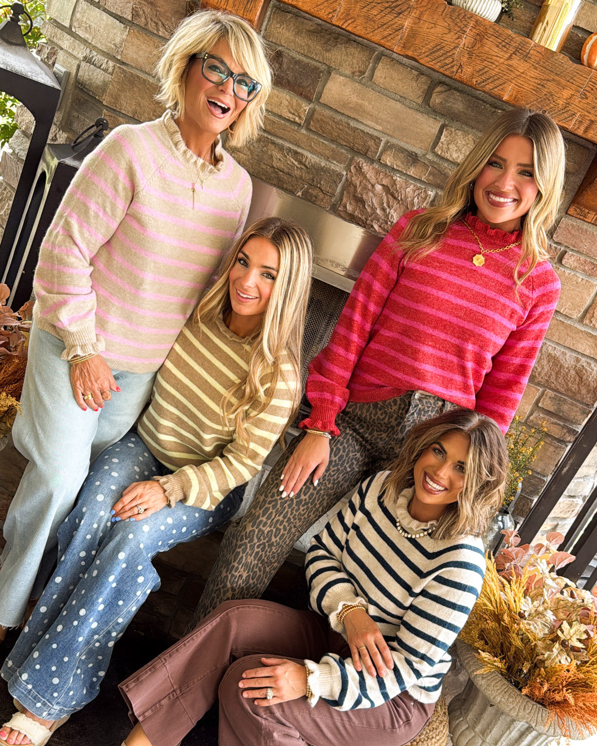 Eastport Striped Ruffled Detail Sweater