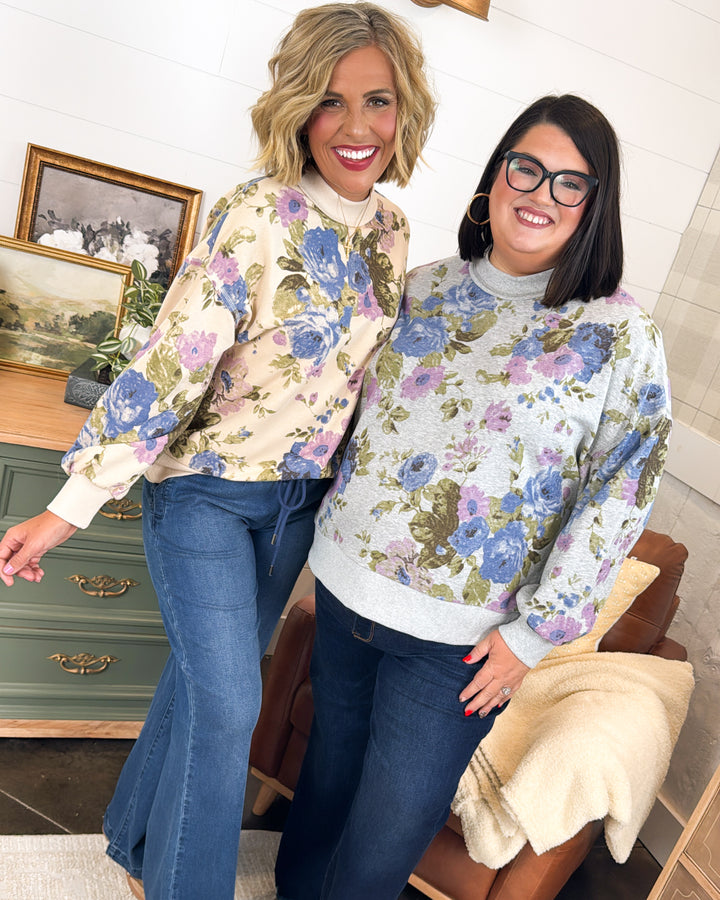 Autumn Charm Floral Mock Neck Pullover