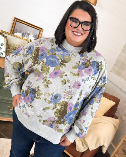 Autumn Charm Floral Mock Neck Pullover