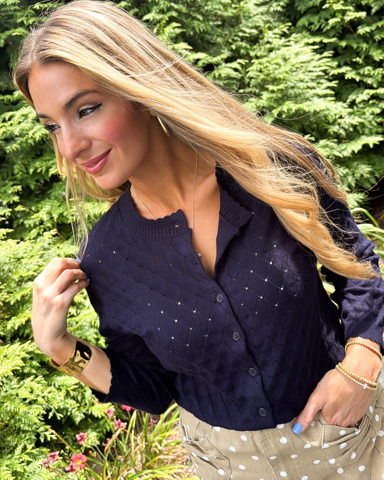 Whisper Softly Pointelle Button Up Cardigan