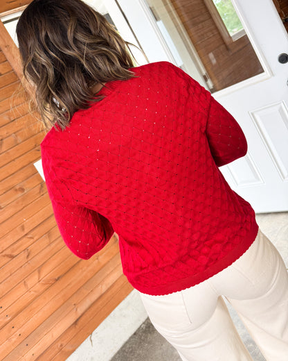 Whisper Softly Pointelle Button Up Cardigan