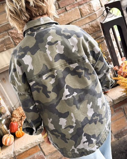 Mica Denim | Outlander Button Up Camo Shacket