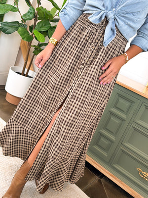 Day Drifter Plaid Tiered Hem Maxi Dress