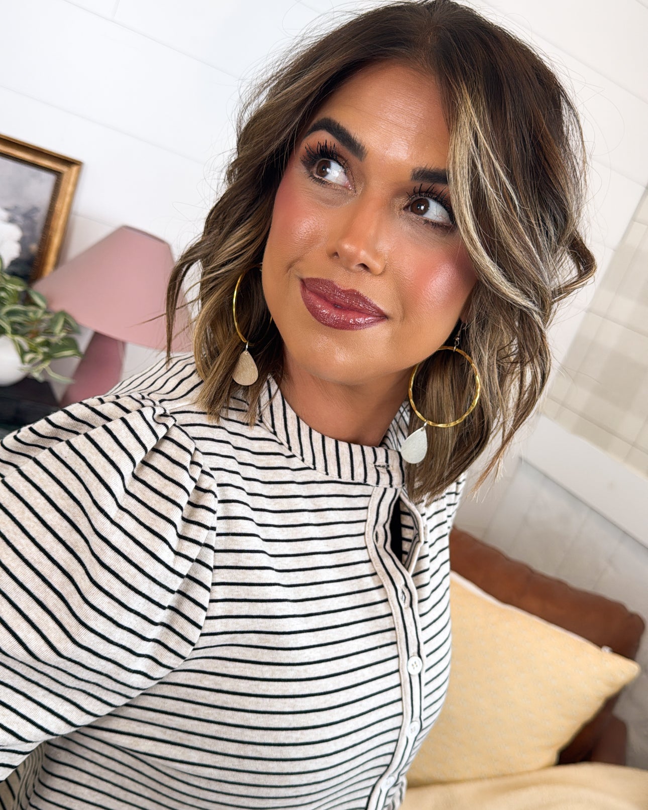 Soft Spoken Striped Blouson Top