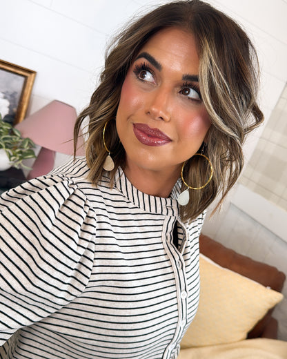 Soft Spoken Striped Blouson Top