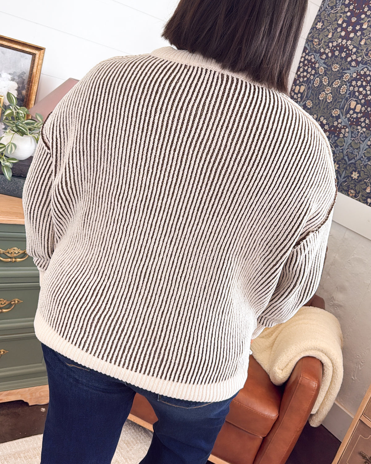 Along These Lines Two-Tone Striped Sweater
