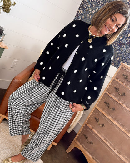 Moonlit Serenade Polka Dot Sweater Cardigan