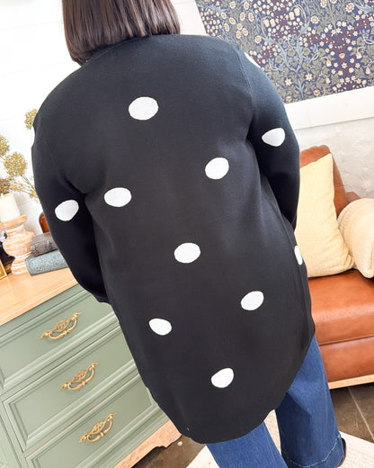 Madison Avenue Polka Dot Longline Sweater Cardigan