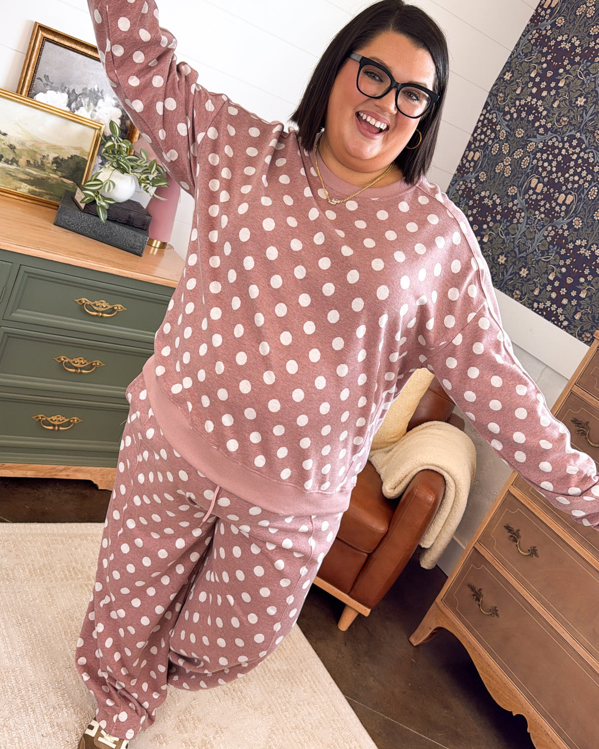 On The Spot Polka Dot Top + Pants Set