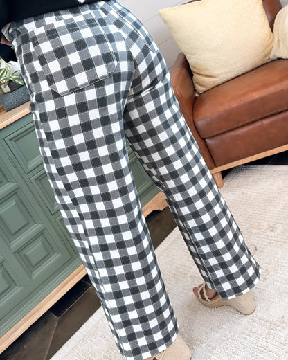 Check Me Out Gingham Crop Wide Leg Pants